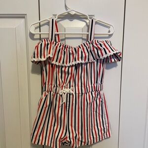 Janie and Jack Red and Blue Striped Romper
